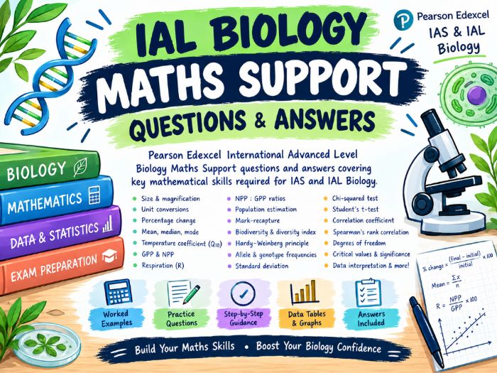 IAL Biology Maths Support Questions & Answers