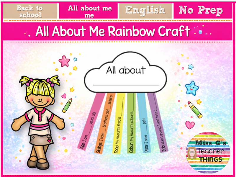 Rainbow All About Me Craft Activity | Back To School | Beginning of the Year - English and Spanish