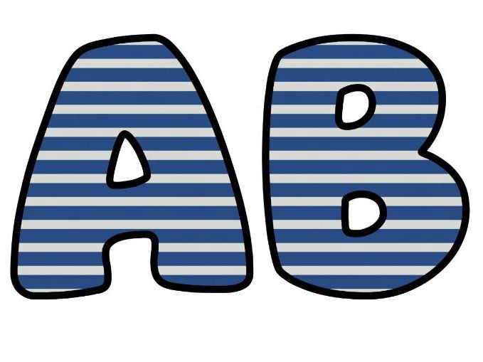 Blue White Lines Art Lettering Set | Classroom Display | Upper & Lowercase, 0-9 and Signs