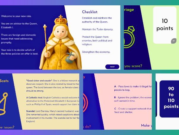 KS3/Common Entrance Making of the UK/GCSE History - Elizabeth I: Problems and Solutions Activity