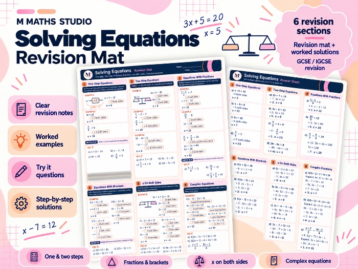 Solving Linear Equations | A3 Revision Mat