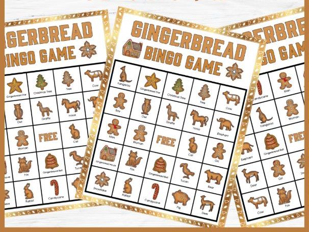 No Prep Gingerbread Bingo | Christmas Winter Holiday Party Classroom Activities