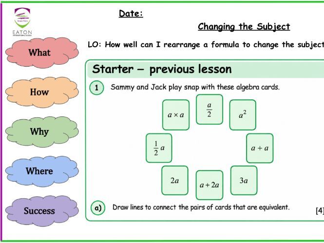 Changing the subject / Rearranging the formula KS3 (Improved Slides)