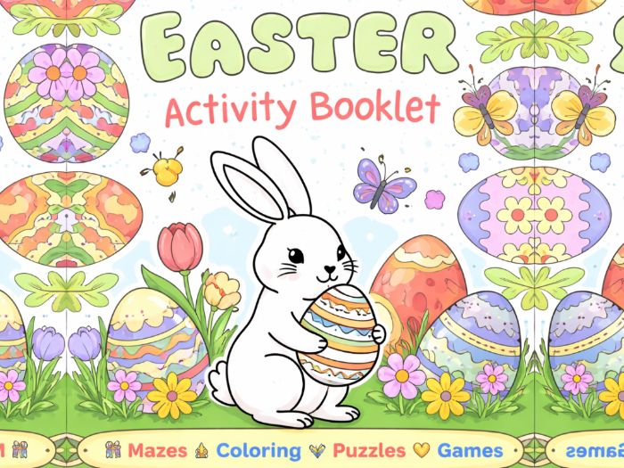 Easter Activity Booklet | Printable Worksheets for Kids - fun Activities, Mazes, Coloring and Games