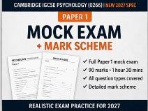 Cambridge IGCSE Psychology (0266) Paper 1 Mock Exam + Mark Scheme | NEW 2027