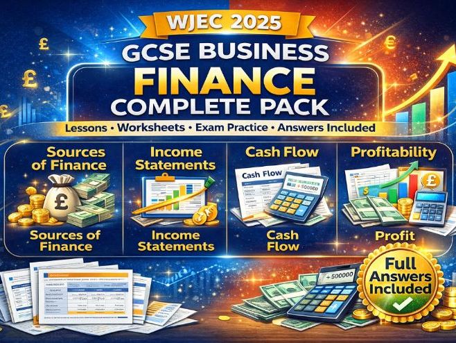 WJEC GCSE Business (2025 Spec) – Unit 3.3 Finance - Lessons, Worksheets + Answers
