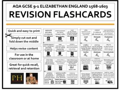 Elizabethan England Revision Flashcards AQA GCSE 9-1