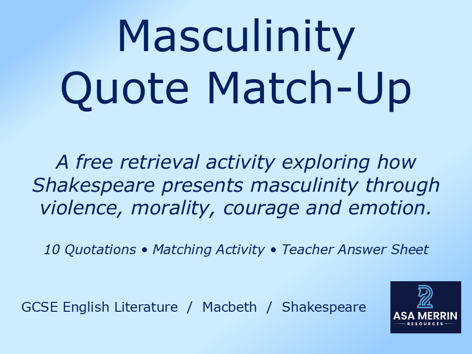 GCSE Macbeth | Masculinity Quote Match-Up | Shakespeare | FREE