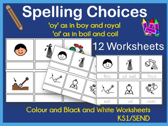 Spellilng Choices 'oy' & 'oi' Worksheets