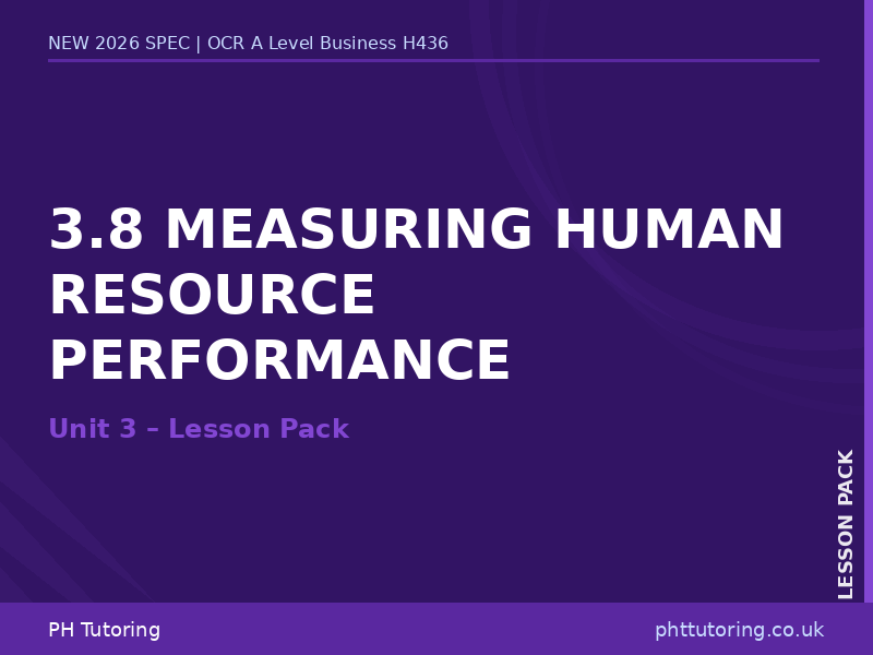 NEW 2026 OCR A Level Business H436 – 3.8 Measuring Human Resource Performance – LESSON PACK