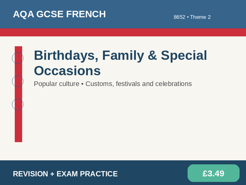 AQA GCSE French 8652 - Birthdays, Family & Special Occasions