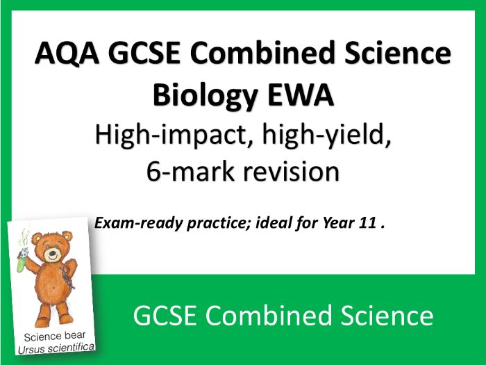 AQA GCSE Combined Science Biology 6-Mark EWA Booster Questions x 20
