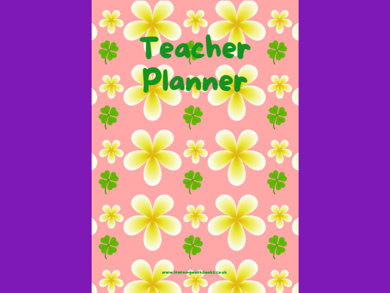 Yellow Flowers with Pink Background Teacher Planner