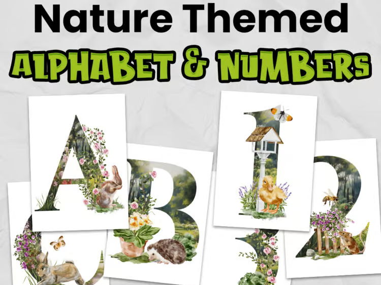 Nature Alphabet & Number Posters | EYFS & KS1 Classroom Display | Nature-Themed A3 Classroom Decor