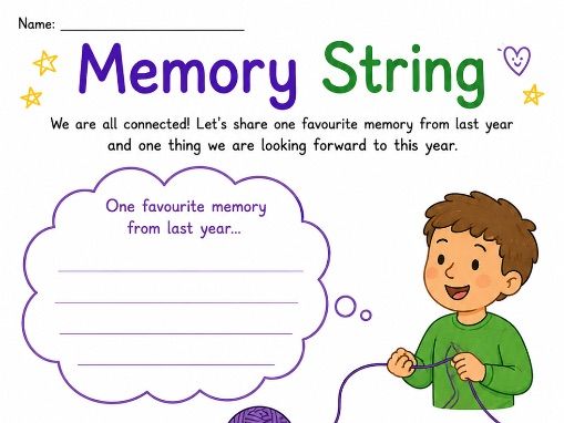 KS1 Memory String Worksheet | Transition Activity | Back to School | End of Year Reflection