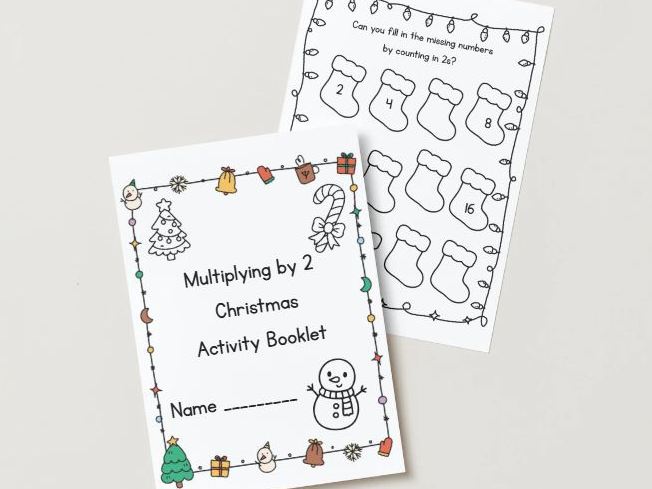 Multiplying by 2 – Christmas Maths Activity Booklet (12 pages + colouring fun!)