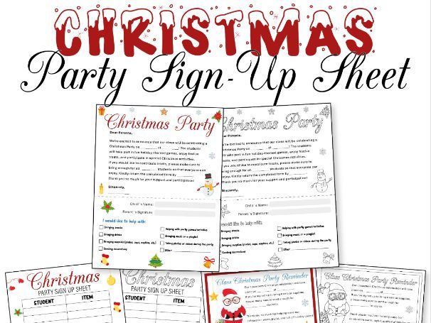 Editable Christmas Party Sign-Up Sheet | Classroom Holiday Form & Reminder