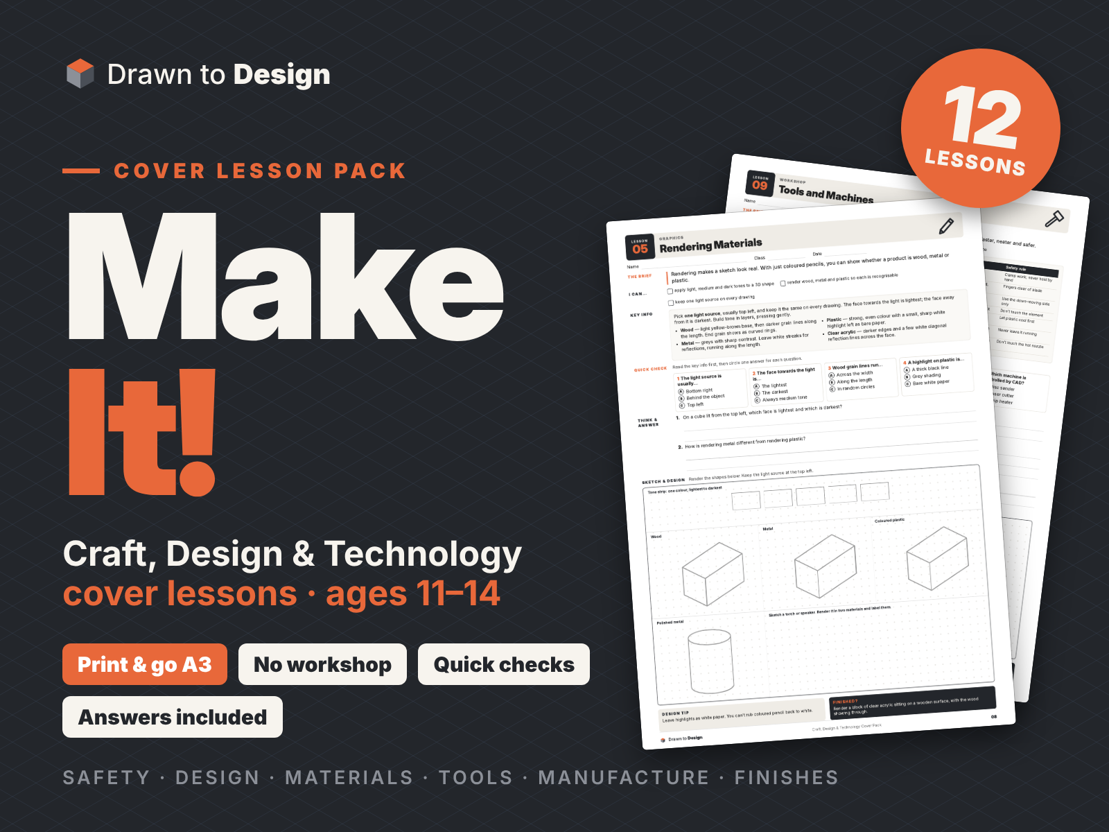 Make It! 12 CDT Cover Lessons – Design & Technology Ages 11–14 (A3 ...