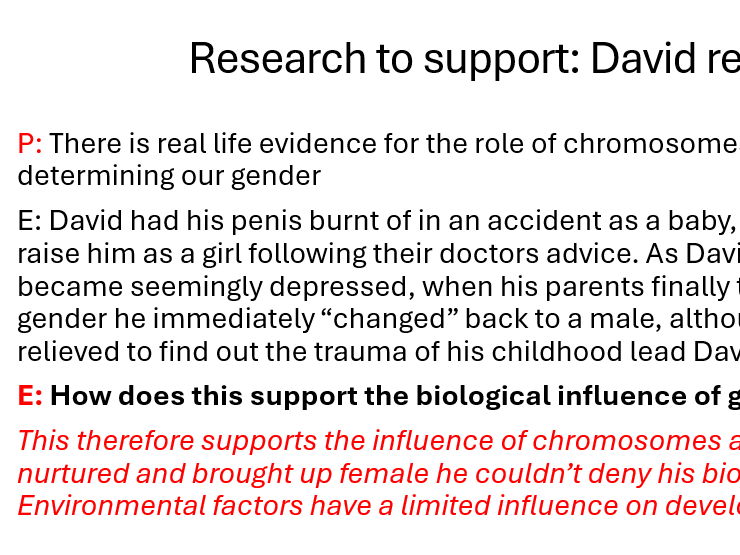 *New spec* AQA Psychology biological explanations of gender development