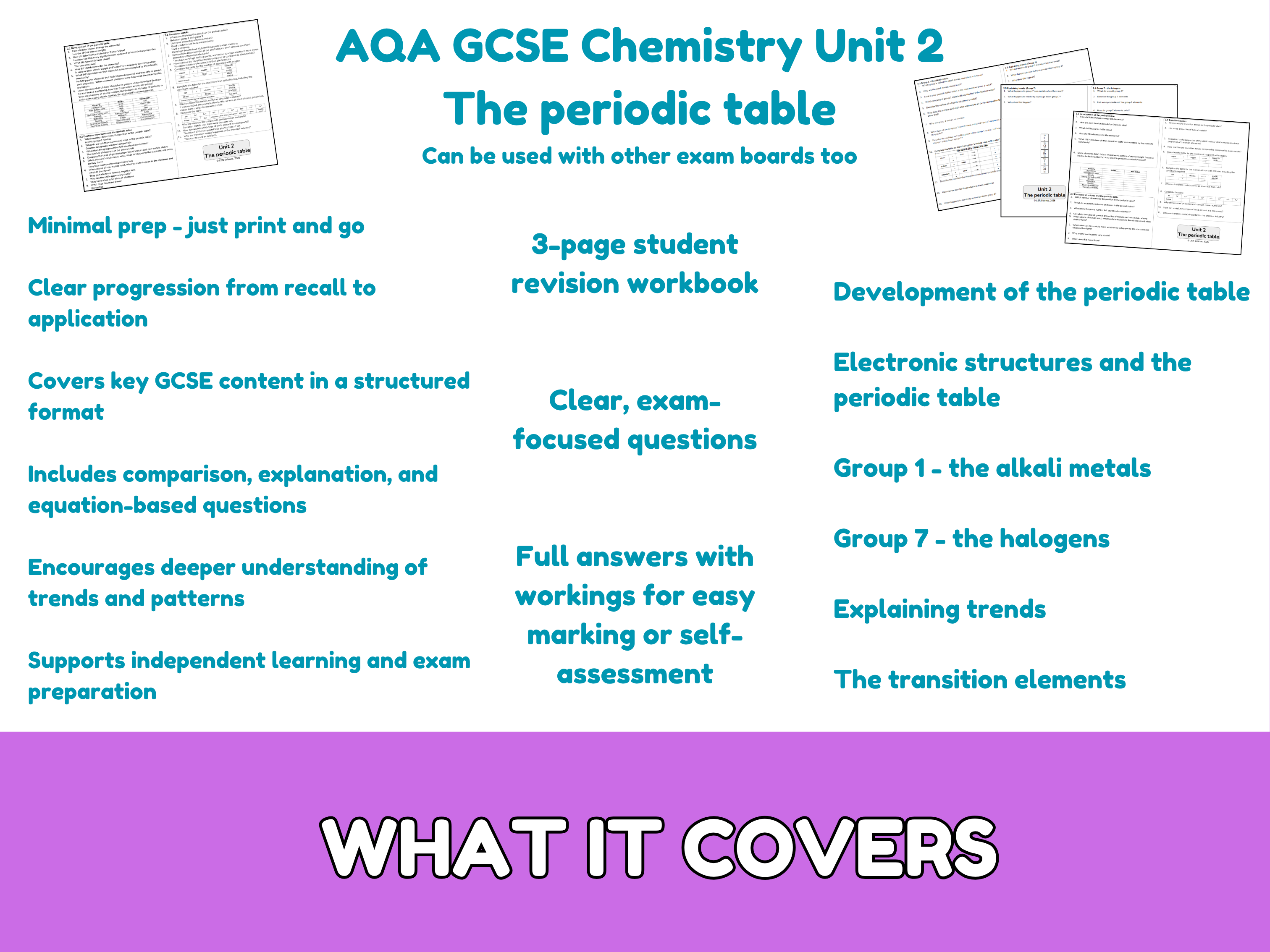 Periodic Table Revision Mat | AQA GCSE Chemistry Unit 2 | Groups ...