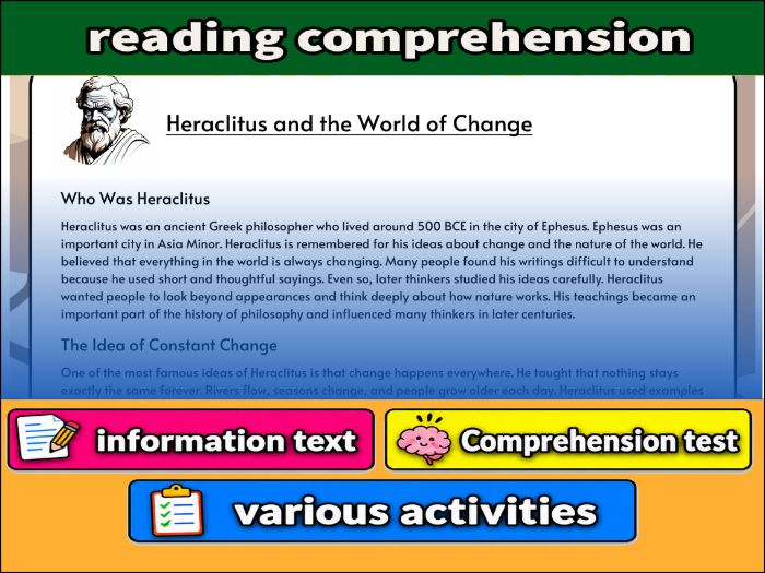 Heraclitus and the World of Change- Reading Comprehension, Worksheet & Activities