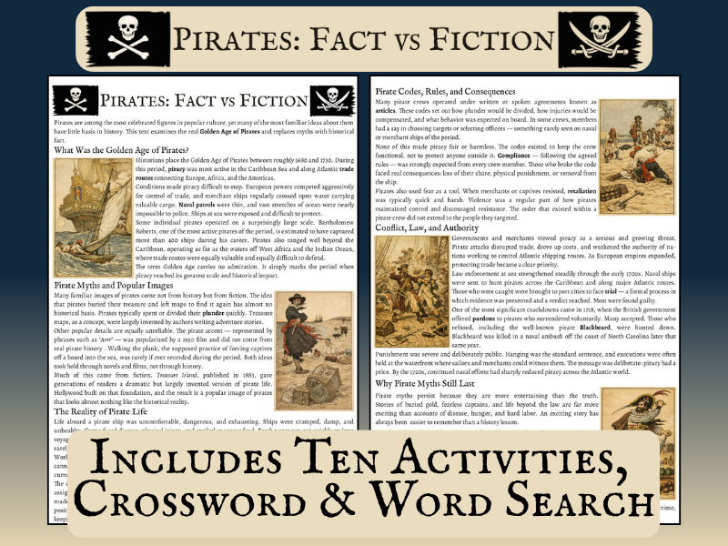 Pirates: Fact vs. Fiction – KS3 Reading