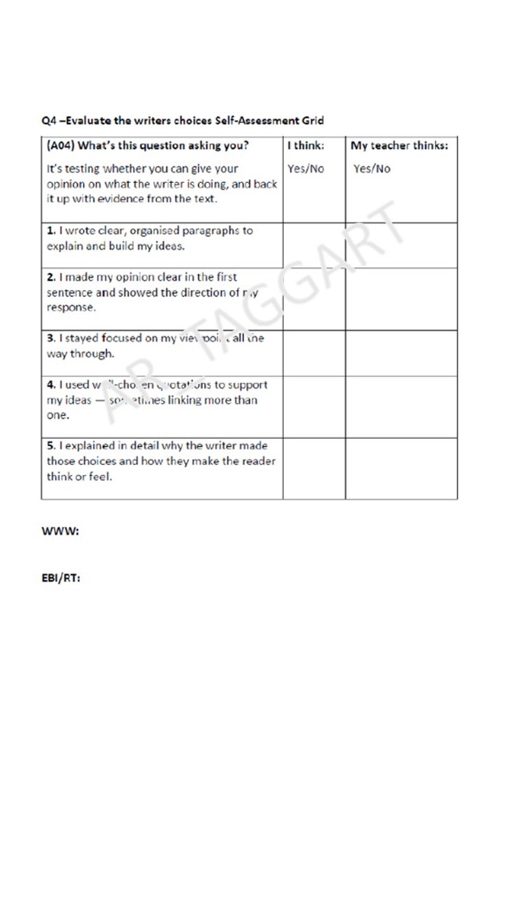One AQA GCSE English Language Paper 1 Mock | Q4 Plan - (Rem) | Teaching ...