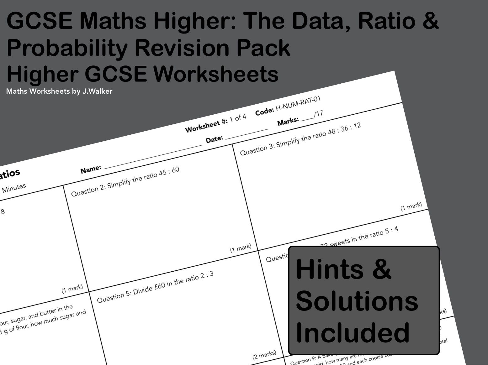 GCSE Maths Higher: The Data, Ratio & Probability Revision Pack