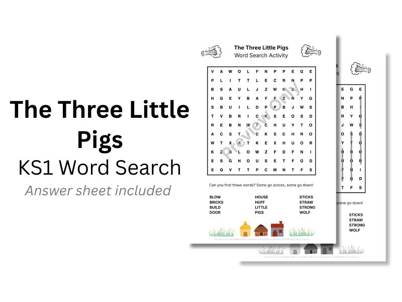 The Three Little Pigs KS1 Word Search Activity