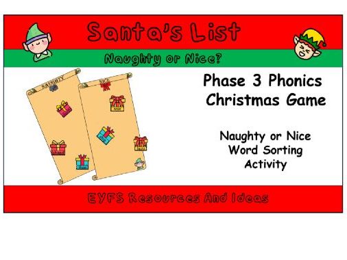 Phase 3 Phonics Christmas Word Sorting Game | Naughty or Nice List