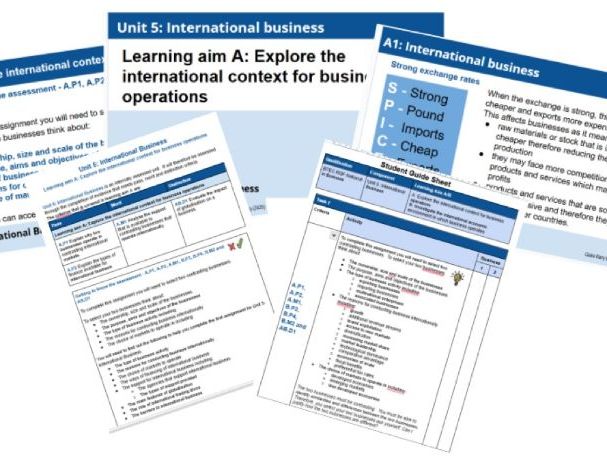 BTEC National in Business - Unit 5: International Business Learning aim B resource bundle
