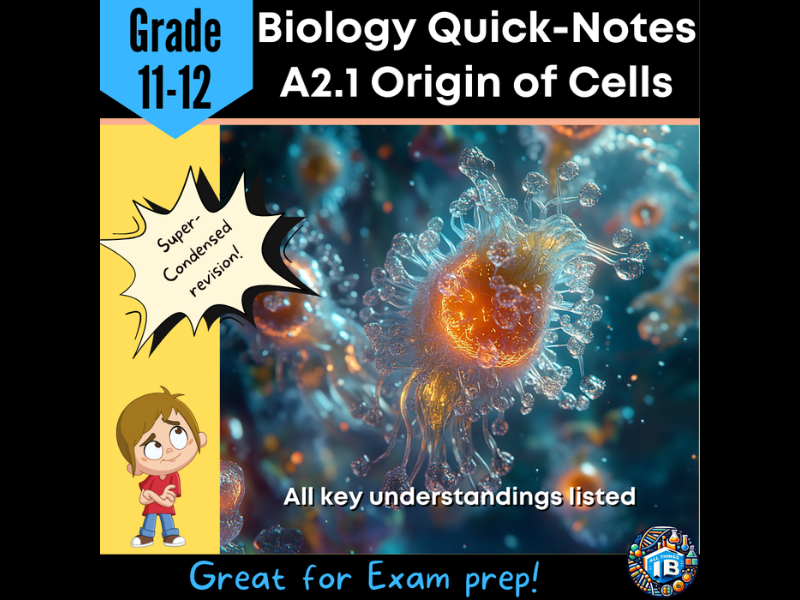 IB DP Biology A2.1 Origin of Cells Condensed Topic Notes 2026