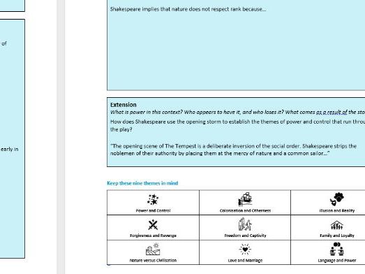 The Tempest GCSE Workbook: 13 Extracts & Activities