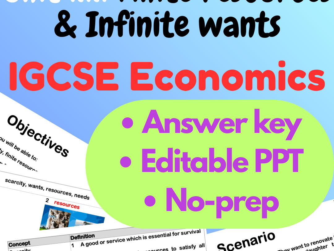 IGCSE Economics Unit 1: The Basic Economic Problem – Complete Lesson Pack