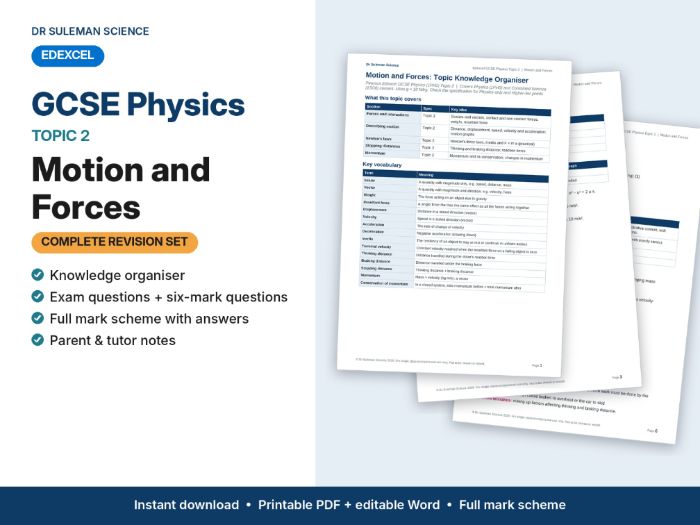 Edexcel GCSE Physics Topic 2 Motion & Forces Revision