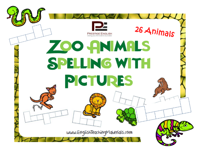 Zoo Animals Spelling with Pictures | Worksheet