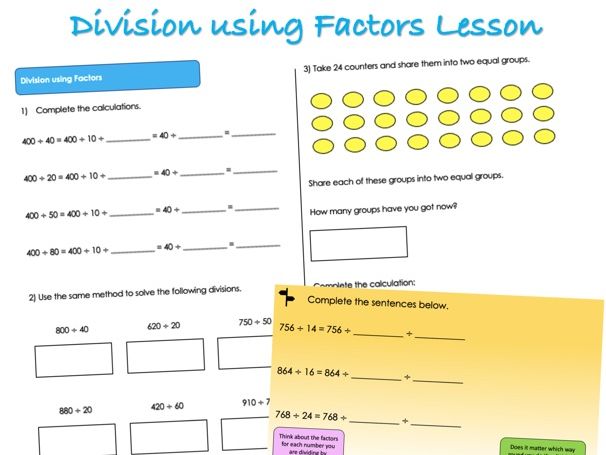 Year 6 Four Operations - Division using Factors Lesson