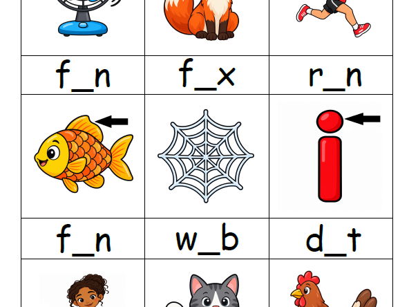 CVC Missing Middle Vowels 5 worksheets