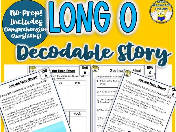Long Vowel O Decodable Reading Passage (oa, oe, o, ow, o-e, ough) with Word Sort