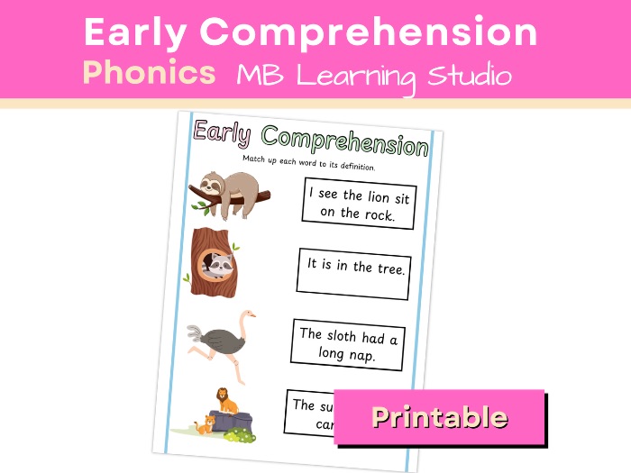 Animal-Themed Early Comprehension – Read and Match Sentences to Pictures (EYFS & KS1 / Pre-K