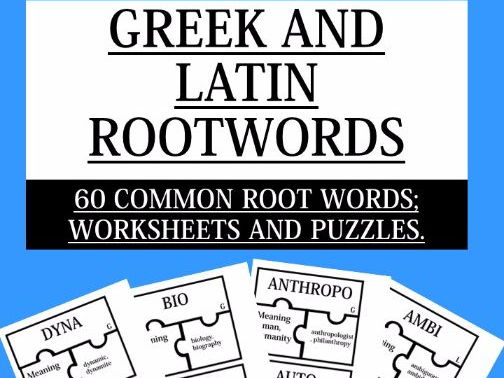 Greek And Latin Rootwords 60 Common Root Words Worksheets And Puzzles Teaching Resources