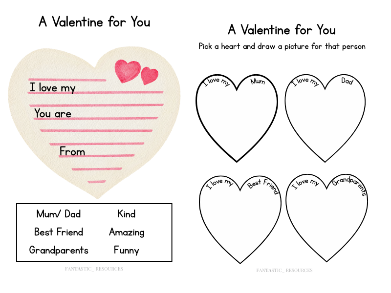 FREE Valentine’s Day Activity EYFS & KS1 | A Valentine for You Drawing & Writing (2 Pages)