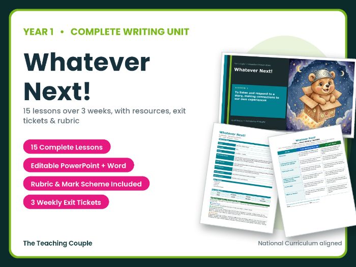 Whatever Next! | Year 1 English Unit | 15 Complete Lessons + Resources + Marking Scheme