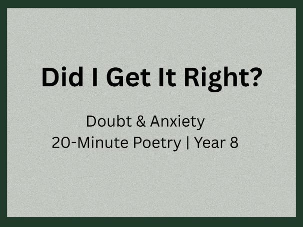 Poetry Starter: Inference & Imagery | Red Lights | Quick Write | Year 8 (KS3)