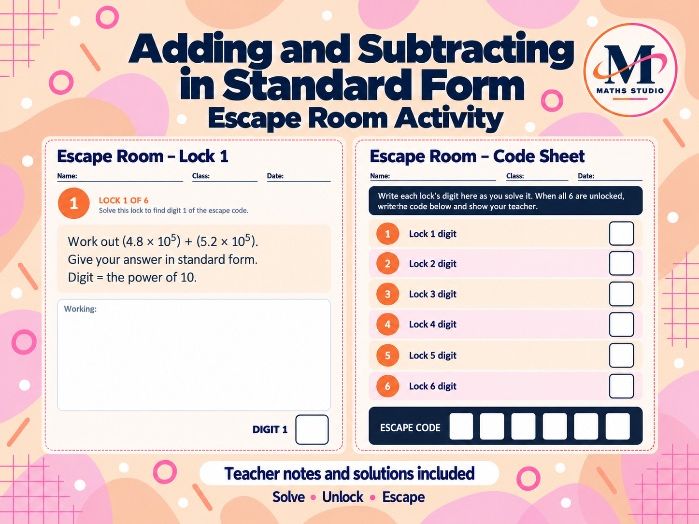 Adding & Subtracting Standard Form | Escape Room Activity