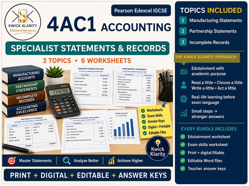 4AC1 Accounting - Specialist Statements & Records - Printable, Digital & Editable