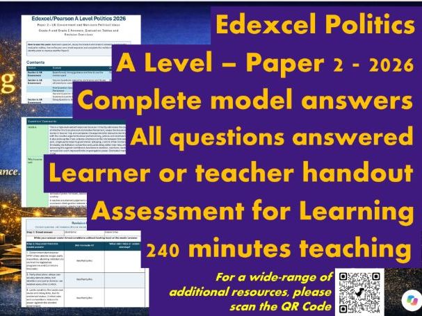 EDEXCEL A Level Politics Model Answers - Full Papers - Paper 2 - 2026 - Student/Teacher Handout