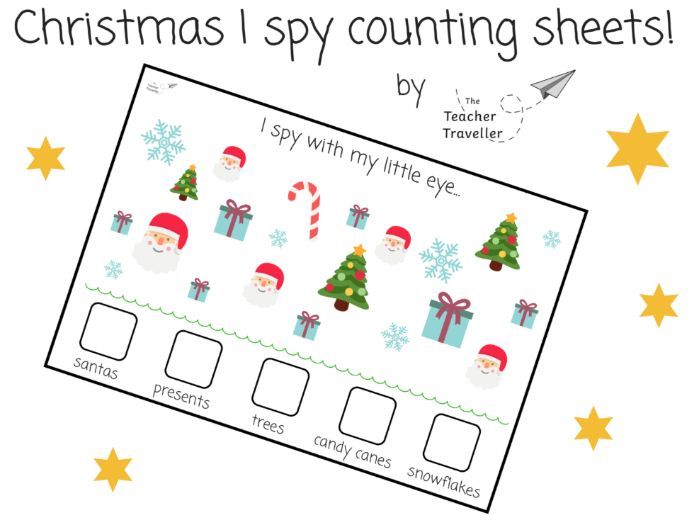 I spy Christmas counting sheets