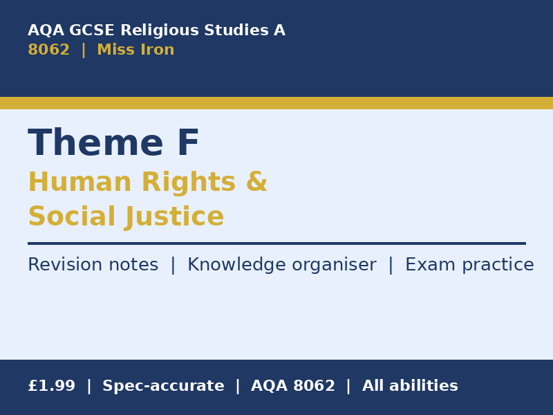 AQA GCSE Religious Studies A (8062) Theme F Human Rights and Social Justice Revision Pack