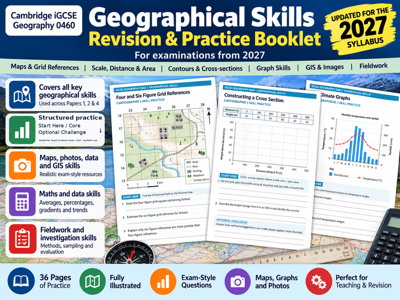 Geographical Skills Revision Workbook | Cambridge iGCSE Geography 0460 / 0976 (2027)